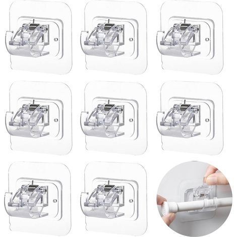 Jiajia AI, Support AméLioré Rideaux sans Percage Support De Tringle, 8pcs pour jardin, terrasse et extérieur (1/5)