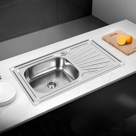 Évier de Cuisine Simple, Acier Inoxydable, 90x50x17 cm (1/5)