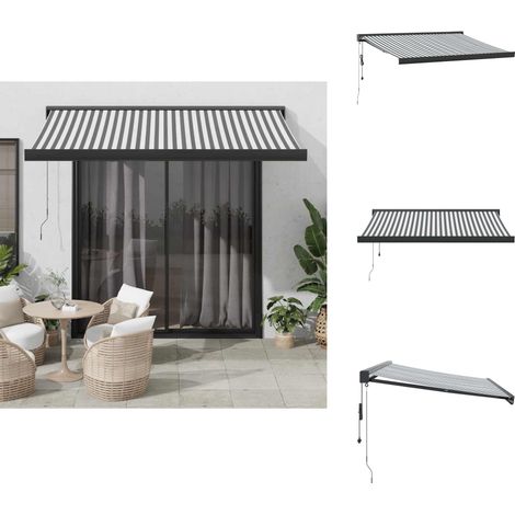Auvent rétractable anthracite/blanc 3x2,5 m tissu et aluminium - Auvent Rétractable - Auvents Rétractables - Store - Stores (1/5)