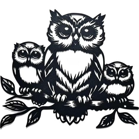 Decoration Murale Metal Hibou, Oiseaux Decoratifs Noir Art Murale (1/5)