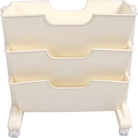 Étagère pivotante à 3 niveaux, en plastique blanc, mobile et amovible pour chambre ou dortoir