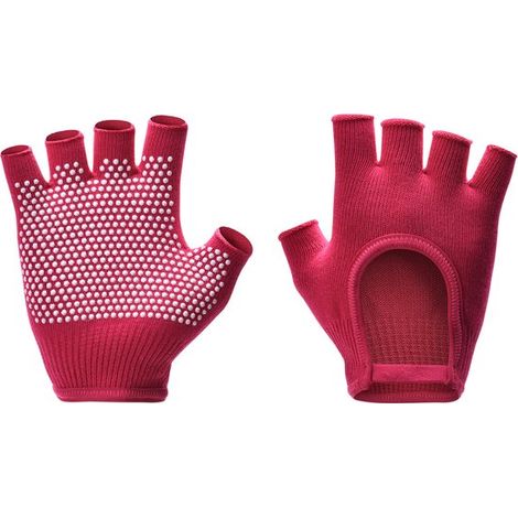 Gants de yoga pour femmes, antidérapants et respirants, avec picots en silicone - rouges (1/5)