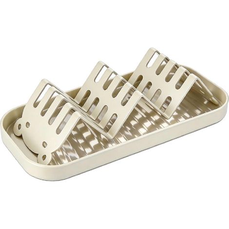 Porte-savon de douche en acier au carbone, amovible, avec porte-éponge et porte-savon pour évier de cuisine, blanc (1/5)