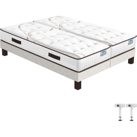 Matelas Moorea + sommier SR15 - 2x90x190 - Mousse - Hauteur 25 cm - Soutien ferme (1/5)