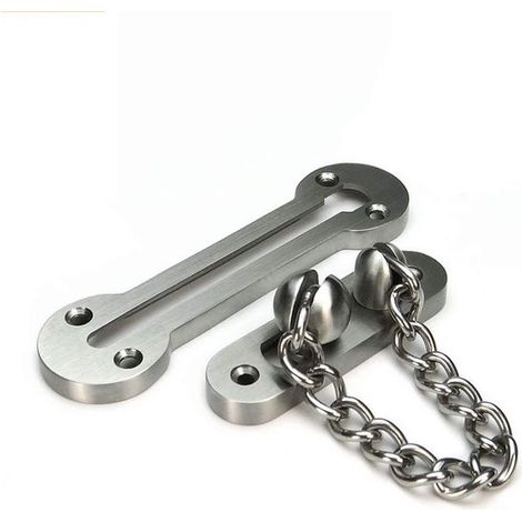 Extra dickes Türschloss mit Kette Sicherheitskette aus Edelstahlguss, robuster Verriegelungsmechanismus, Oberfläche aus gebürstetem Nickel (Delux (1/4)