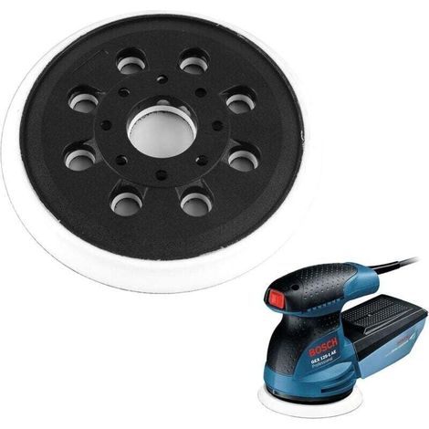 Plateau Ponceuse Bosch, Patin de Ponçage Auto-Agrippant, 8 Trous Plateau de Ponçage, Plateau de Ponçage Compatible(Ø 125 mm) (1/4)