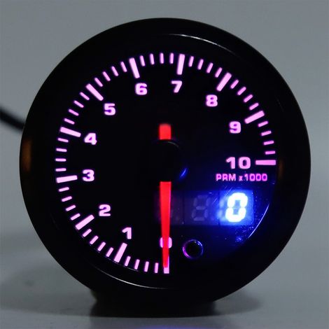 Tachymètre de 52 mm (2 pouces) avec aiguille colorée à moteur pas à pas haute vitesse et affichage numérique sur fond noir BX101495