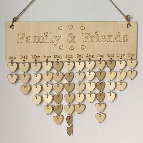 Famille amis anniversaire rappel Calendrier plaque en bois Tableau avec étiquettes pour décoration de la maison
