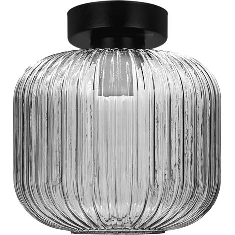 Plafonnier déco noir/graphite verre strié E27 Kaja (1/5)
