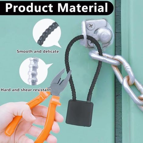 Cadenas en Corde d'acier avec Clés,Serre-câbles malléables pour Portail,Cadenas à Long Crochet,pour Valise,Portail,vélo,Garage,Salle de Sport,casier (1/4)