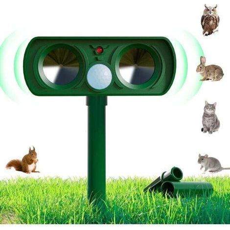 Solarbetriebenes Ultraschall-Katzenabwehrgerät, Ultraschall-Haustierabwehrgerät, wirksam gegen Katzen, Hunde, Vögel, Füchse und Ratten (1/4)