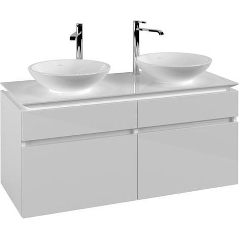 Meuble vasque VB US Legato 1200x550x500mm 4 tiroirs pour 2 vasques Blanc brillant