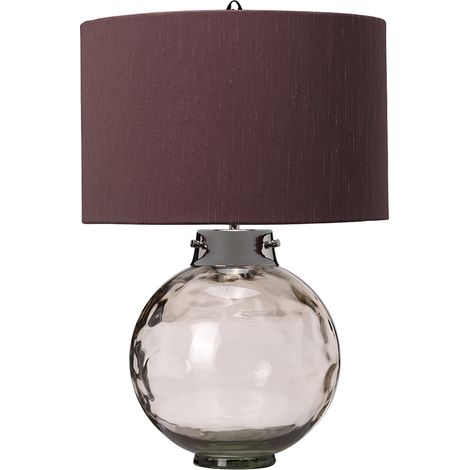 Lampada da tavolo vetro fumé paralume viola E27 Elstead (1/3)