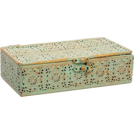 Caja de metal verde 20.5x12.5x6h cm