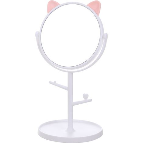 Miroir rond à oreilles de chat HD de bureau, rotatif, miroir de maquillage, coiffeuse, créatif, simple, beauté princesse (1/5)