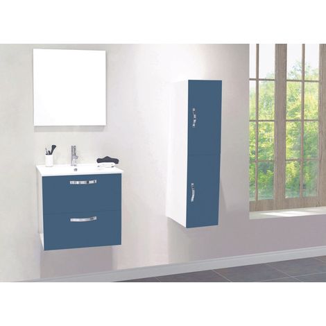 ONDEE ZEN - 2 Façades de porte MIXY - pour colonne de salle de bain - 30cm - Bleu - Laqué - Livré en kit (1/4)