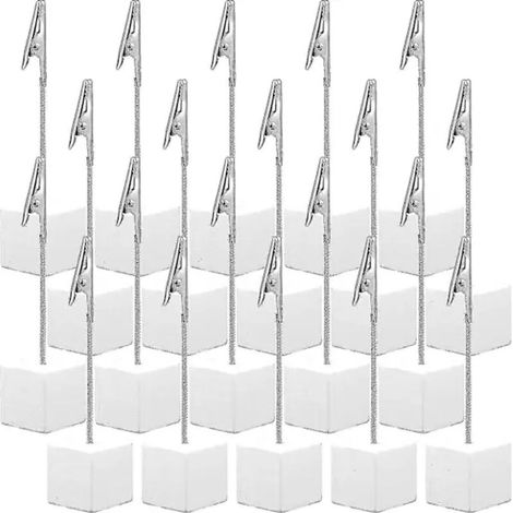 20 pinces à photos avec pince crocodile, base en bois, porte-mémos, porte-numéros de table, présentoir à cartes pour menu de bureau, mariage[CO] (1/5)