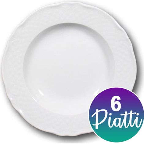 6 PIATTI FONDI IN CERAMICA MALAGA BIANCHI 23CM (1/2)