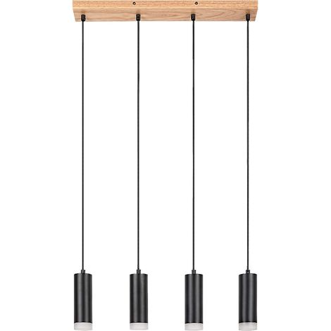 Lampe à tache toras en bois de bois métal noir gu10 4 x max.5W l: 60 cm h: 150 cm Ø6cm dimmable (1/5)