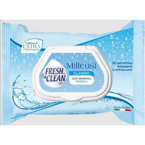 Fresh & Clean Salviettine Milleusi Igienizzanti Classic, 20 Pezzi, Bianco