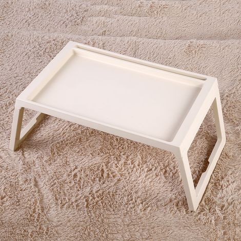 Table de petit-déjeuner pliable au lit avec support pour ordinateur portable et plateau de service portable beige (1/5)