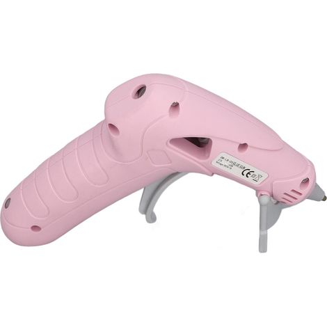 Pistolet à colle thermofusible mini sans fil rechargeable par USB avec 30 bâtonnets de colle, sac à outils et tapis en silicone rose (1/5)