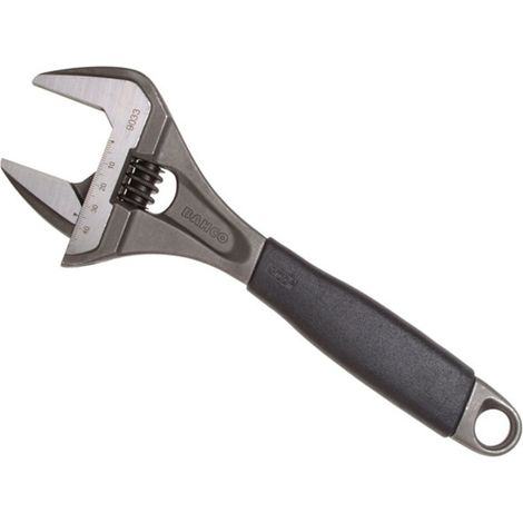 Bahco 9033 ERGO&x2122 Central Nut Wide Opening Jaw Adjustable Wrench with Rubber Handle and Phosphate Finish, 270mm