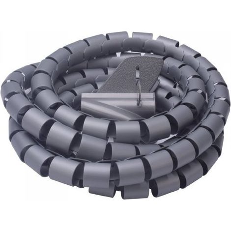 Spirale Avvolgi Cavo Flessibile Guaina Raccogli Organizzer Cavi Fermaglio Guidafilo Incluso 1,8M D15mm Grigio (1/2)