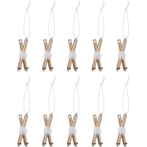 Décorations de traîneau en bois de style rustique, idéales pour décorer le sapin de Noël, 50 pièces par paquet, kaki (1/5)