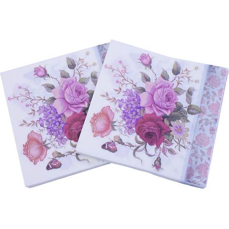 lot De 40  Serviettes En Papier Colores-mouchoir En Papier  La Rose,  Bricolage, Origami, Pour La Gastronomie, Anniversaire, Mariage, Dcoration De