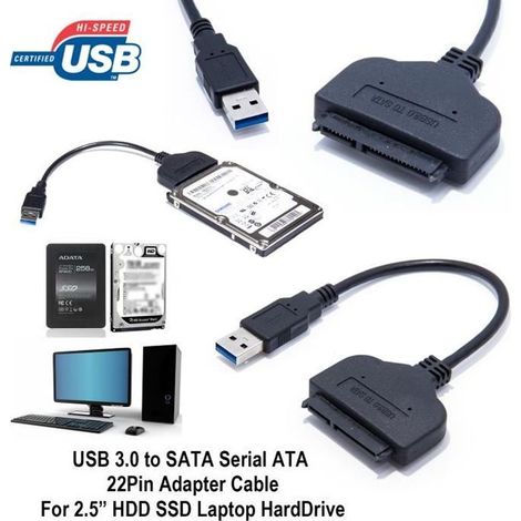USB 3.0 vers SATA Série ATA 22 Pin Câble Adaptateur pour 2.5 " HDD SSD Disque dur Ordinateur portable