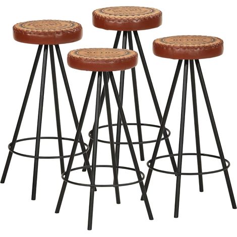 Barhocker 4 Stk. Echtleder
