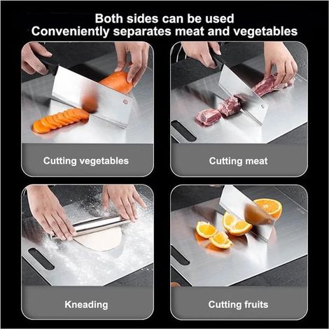 Tagliere in acciaio inox - tagliere in titanio per uso alimentare - spessore su entrambi i lati - igiene avanzata, alta qualità, antibatterico - tagliere da cucina multifunzionale - 46300,1 cm (1/4)