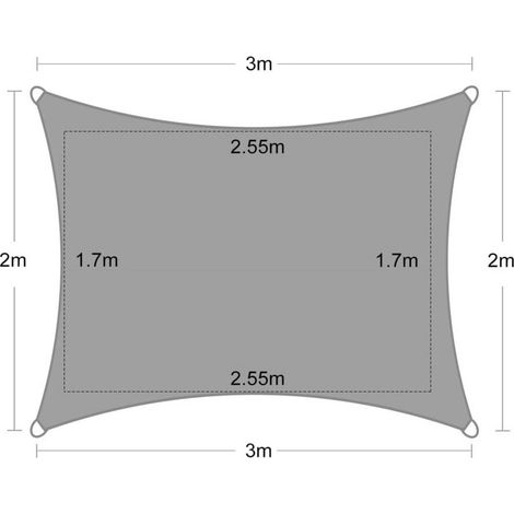 Wasserdichtes, rechteckiges Sonnensegel, wasserabweisendes PES-Sonnenschutzgewebe, 98 % UV-Schutz für Terrasse, Balkon und Außenbereich, Weiß, 2x3 (1/4)