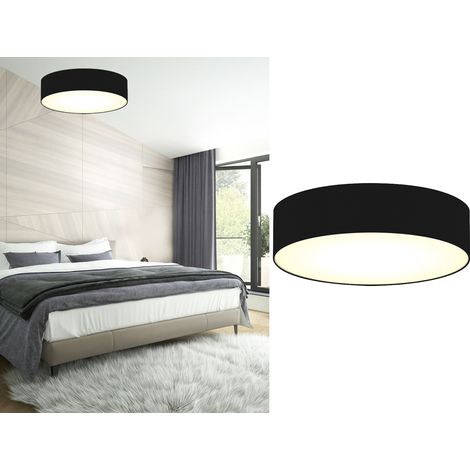 Zeitlose runde Deckenleuchte mit LED Stoffschirm Schwarz Ø 50cm (1/5)