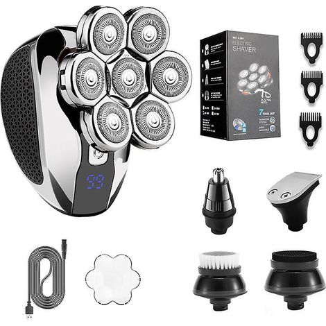 rasoir Pour Hommes 7d (noir), Rasoir Pour Hommes Rasoir Lectrique Pour Hommes Rechargeable Sans Fil Tanche Humide Sec Double Usage, Cinq En Un Ki (1/5)