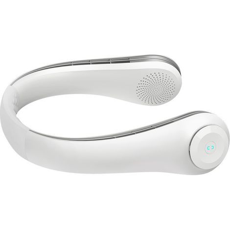 Portable and silent neck fan, built-in 3600 mAh battery, rechargeable via USB, three adjustable fan speeds. (1/5)