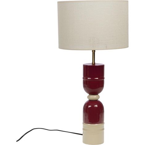 Amadeus - Lampe Smiles bordeaux abat-jour en jute