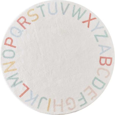Tapis rond en coton doux et antidérapant, tapis d'apprentissage de l'alphabet avec 26 lettres, idéal pour la chambre d'enfant, l'espace de jeu pour bébé et compatible avec la décoration de la salle de (1/3)