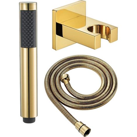 Duschkopf Set Handbrause aus Messing Entspannendes Duscherlebnis Druckverstärkung 1,5 m Schlauch Gold (1/5)