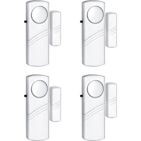Alarme sans fil pour fenêtre et porte - Lot de 4 - Anti-effraction avec capteur - Sécurité enfants - Installation facile - Pour maison, bureau et piscine (1/5)