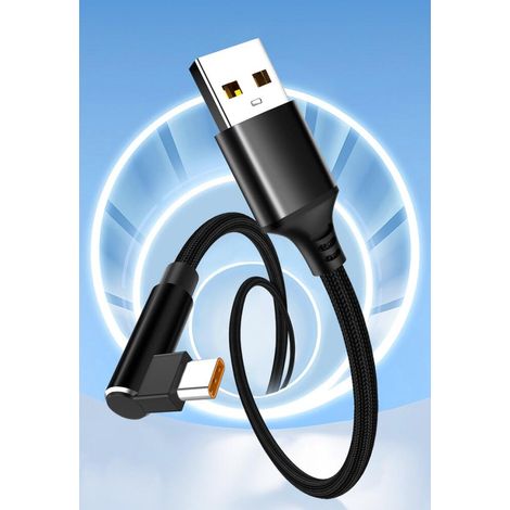 Cable de datos de alta velocidad 6A 480 Mbps, conector tipo C, compatible con todos los cables de datos USB de alta velocidad (2 metros, negro). (1/5)