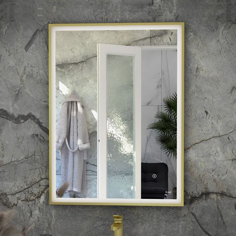 RAK Art Brushed Gold 600mm x 800mm Square LED Mirror - RAKARTSQBG5002 (1/2)