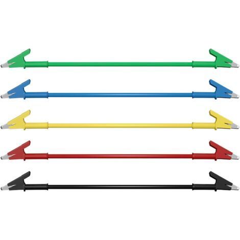 Paquete de 5 cables de prueba de alta resistencia con pinzas de cocodrilo, 1 metro de cable flexible de doble extremo para pruebas eléctricas, alta conductividad. (1/5)
