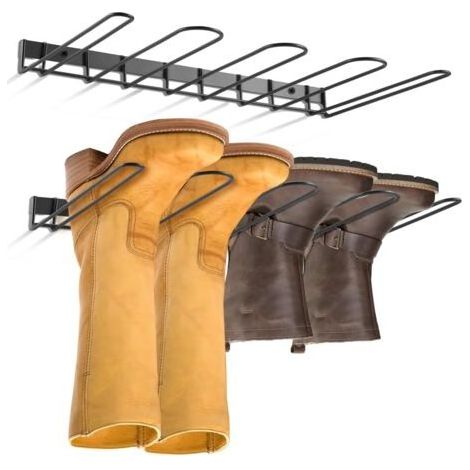 2 PCS Cintre Mural pour Bottes en Métal Robuste, Organisateur de Bottes de Cowboy, Porte Bottes Organisateur, Bottes de Travail sur le Coin d'entrée, Terrasse, Garage Noir (1/5)