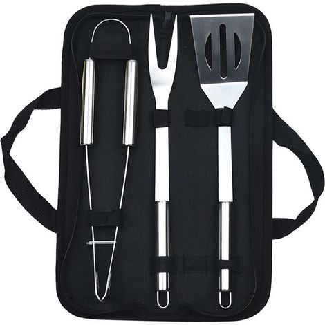 3-in-1 Grillbesteck-Set aus Edelstahl mit Tragetasche, Zange und Schaufel – Grillzubehör zum Kochen (1/4)