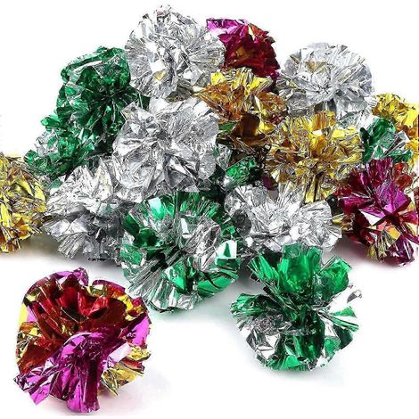 Lot de 25 balles froissées pour chat, jouets pour chat avec balles froissées brillantes (couleurs assorties) (1/5)