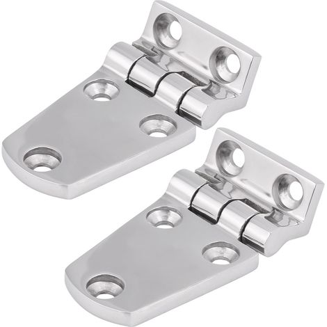2 pièces charnières repliables coudées moulées acier inox pour porte encastrée capot compartiment bateau marine (1/5)