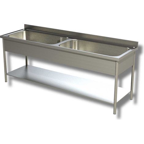 Plonge 2 Grands Eviers avec Etagère - Gamme 600 - Ristopro