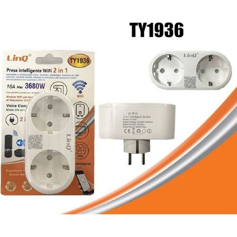 Trade Shop - Presa Intelligente Spina Corrente Wifi 2in1 Domotica Android Ios 16a 3680w Ty1936 -